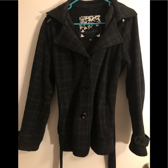 3/$20 SELECT OUTERWEAR Plaid Pea Coat - Picture 1 of 1